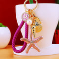 Crystal Starfish and Pearl Keychains with Cords and Loose Braided Loops view 11