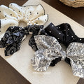Cream Polka Dot Scrunchie with Black Bandana Bow Tie view 1