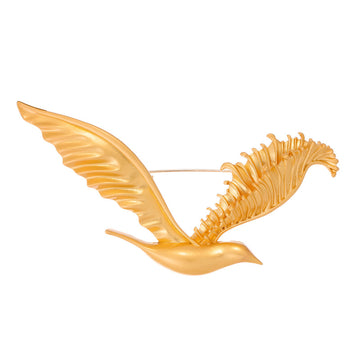Gold Tone Bird Two Designs Metal Brooch Pin for Jackets and Lapels