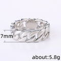 Wide Flat Curb Chain Band Ring In Three Metal Finishes view 5