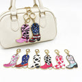 Western Cowboy Charm Keychains Featuring White Boot Across 55 Pictured Variations view 4