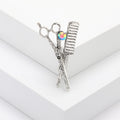 Scissors and Comb Rhinestone Brooch in Two Finishes view 6