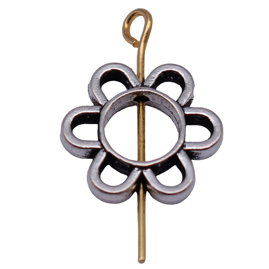 14x13mm 0.94g Antique Silver Zinc Alloy Hollow Flower Loose Metal Beads for DIY Jewelry Making