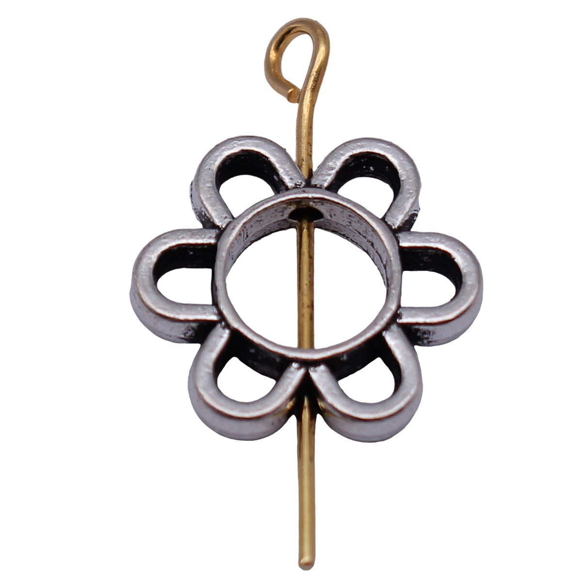 14x13mm 0.94g Antique Silver Zinc Alloy Hollow Flower Loose Metal Beads for DIY Jewelry Making