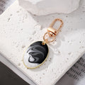 Gold Tone Oval Marbled Swirl Enamel Clip Keychains in Six Colors view 3