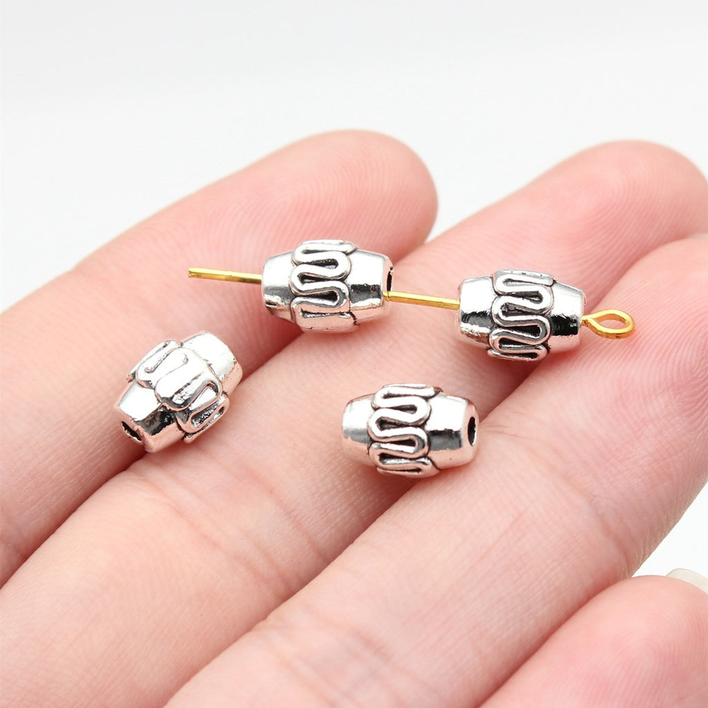 9.3x6.8x6.8mm 1.25g Multicolor Zinc Alloy Patterned Small Hole Spacer Beads for DIY Jewelry Making