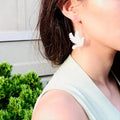 Flying Dove Dangle Earrings, White Pearlescent Acrylic with Silver-Tone Hooks view 3
