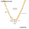 Gold Paperclip Chain Teardrop Rectangle Zircon Necklace view 6