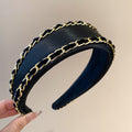 Padded Fabric Headband Gold Chain Black Ribbon 2 Colors view 6