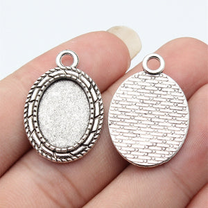 Braided Oval Cabochon Tray In Antique Silver And Antique Bronze For Jewelry Making