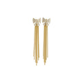 Crystal Bow Chain Tassel Stud Earrings Fashion Jewelry Accessory view 5