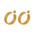 Woven Mesh Multi-Row C-Hoop Stud Earrings Gold Steel view 5