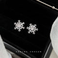 Silver Tone Clear Stone Six Point Snowflake Stud Earrings For Women view 1