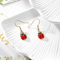 Gold Tone Colorful Enamel Ladybug Drop Earrings in Six Colors view 8