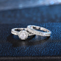 Round Halo Solitaire Two-Ring Set In Polished Silver Tone view 2