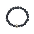 Black Beaded Elastic Skull Bracelet With Silver-Tone Accent view 5