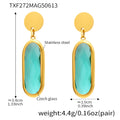 Gold Disc Stud Oval Czech Glass Drop Earrings Six Colors view 7