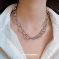 Chunky Oval Link Chain Necklaces in Gold and Silver view 3