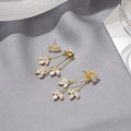 Gold Clear Crystal Leaf Cluster Tassel Drop Earrings view 4