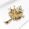 Purple Forget Me Not Bouquet Brooch with Green Stems view 3