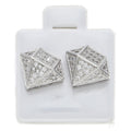 White Gold Geometric Square Pave Stud Earrings Alloy view 4
