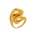 Sculptural Double Teardrop Open Ring in Polished Gold Tone view 5
