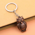 Embossed Owl Metal Keychain in Three Antique Color Finishes view 6