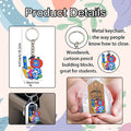 School Supplies Cartoon Wood Print Keychain Metal Ring view 4