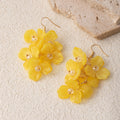 Four Color Translucent Flower Cluster Long Hook Earrings view 3
