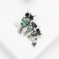 Three Owl Brooch With Iridescent Shell Effect Bodies view 3