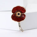 Enamel Poppy Flower Brooch in Red or Purple With Crystal Stem view 2