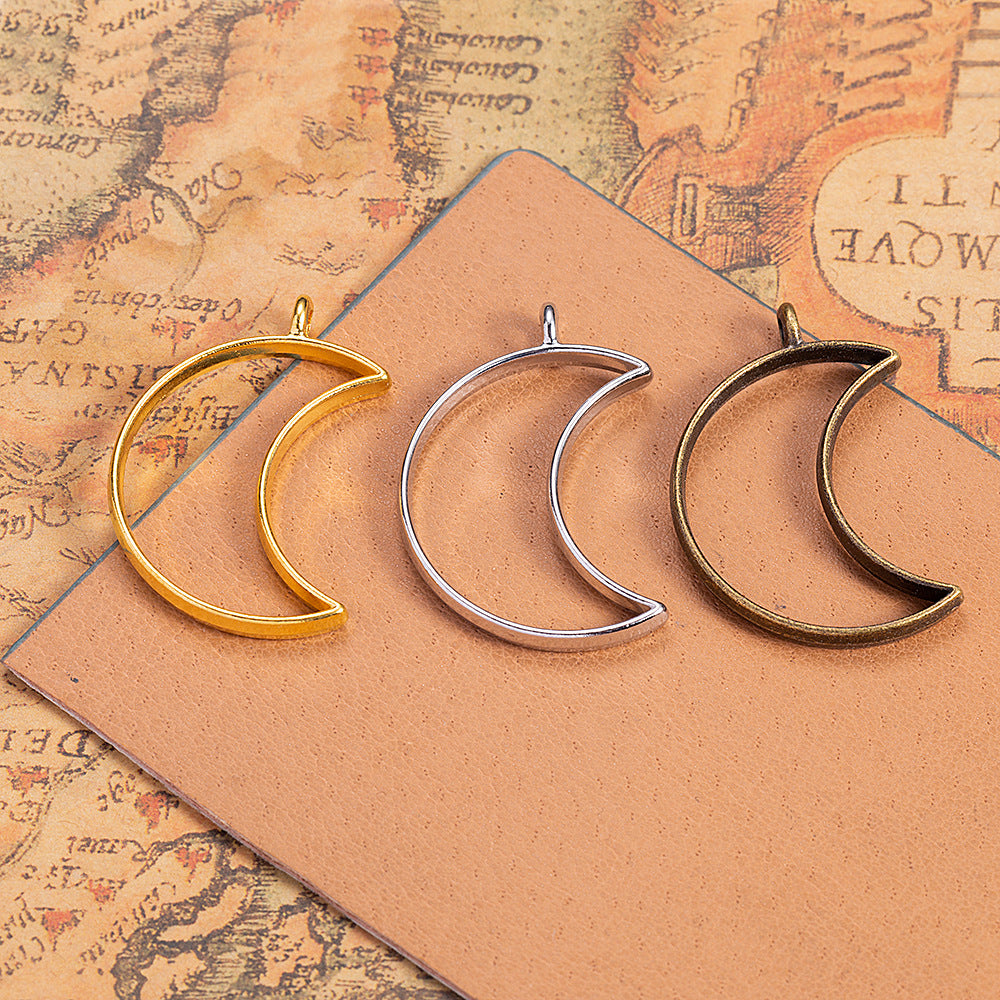 38x26mm Hollow Crescent Moon Alloy Pendant for Earrings or Necklace