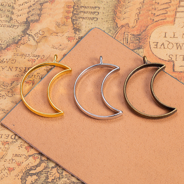 38x26mm Hollow Crescent Moon Alloy Pendant for Earrings or Necklace