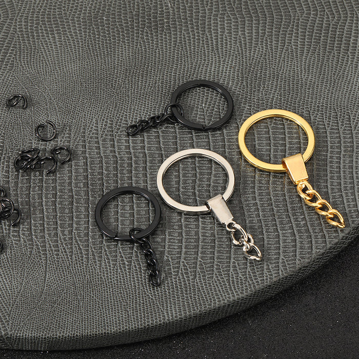 Split Key Ring with Curb Chain Keychain Connector Three Colors