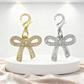 Rhinestone Ballet Bow Lobster Clasp Charm Silver Gold view 3