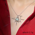Silver Tone Teardrop Open Frame Dangling Clear Stone Necklace view 4