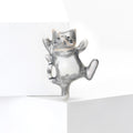 Dancing Cat Enamel Brooch Cartoon Pose Two Colorways view 3