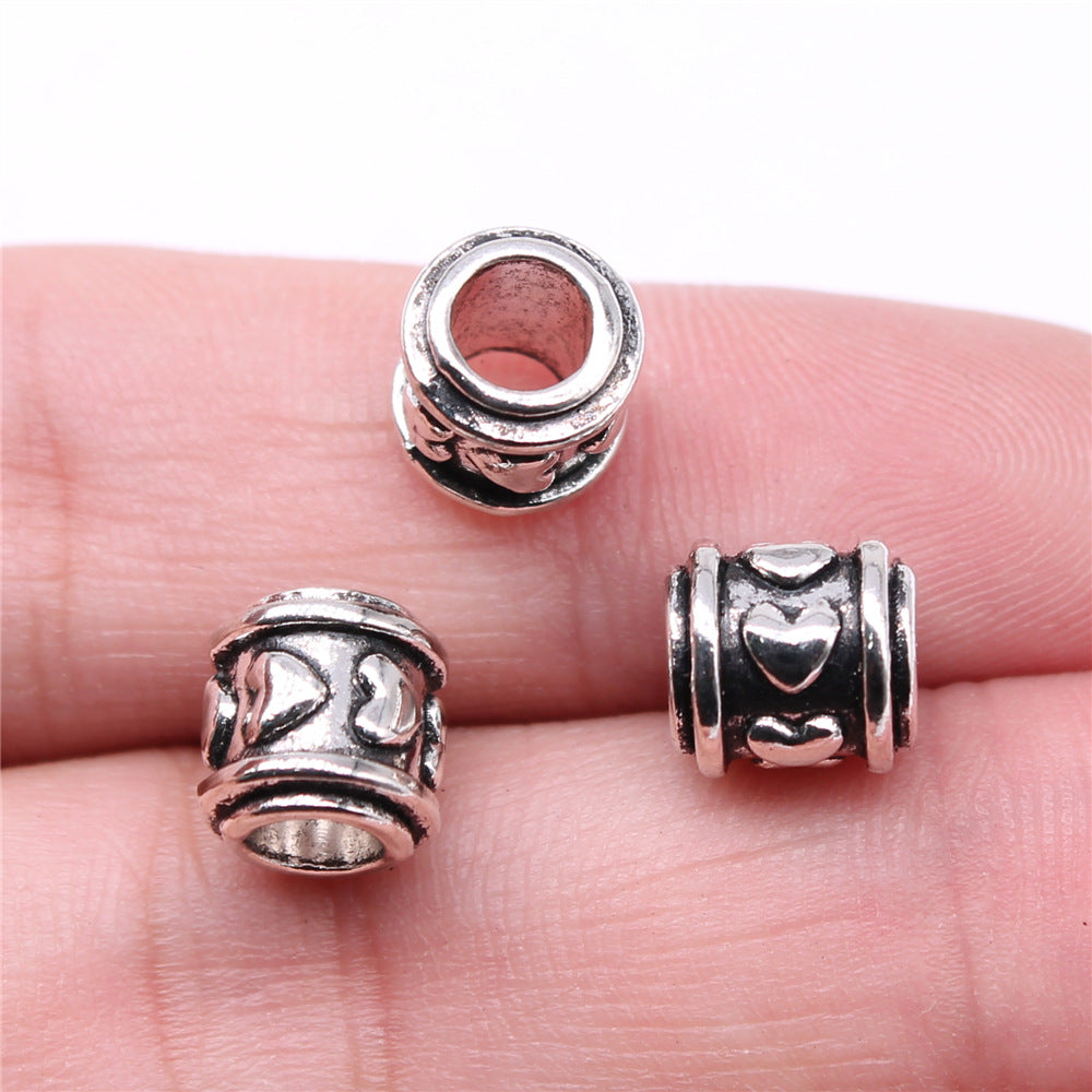 9x9x9mm 1.6g Antique Silver Zinc Alloy Large Hole Barrel Spacer Beads for Bracelet Necklace DIY