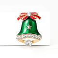 Green Enamel Christmas Bell Brooch Decorative Metal Pin For Jackets And Lapels view 3