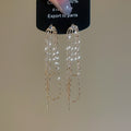 Gold and Silver Tone Chain Fringe Stud Earrings in Six Styles view 10