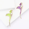 Enamel Calla Lily Brooch Pearl Rhinestone Green Purple view 1