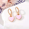 Gold Tone Small Enamel Heart Huggie Drop Earrings in Six Colors view 9