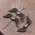 Winged Heart Small Hole Metal Bead in Three Vintage Finishes view 4
