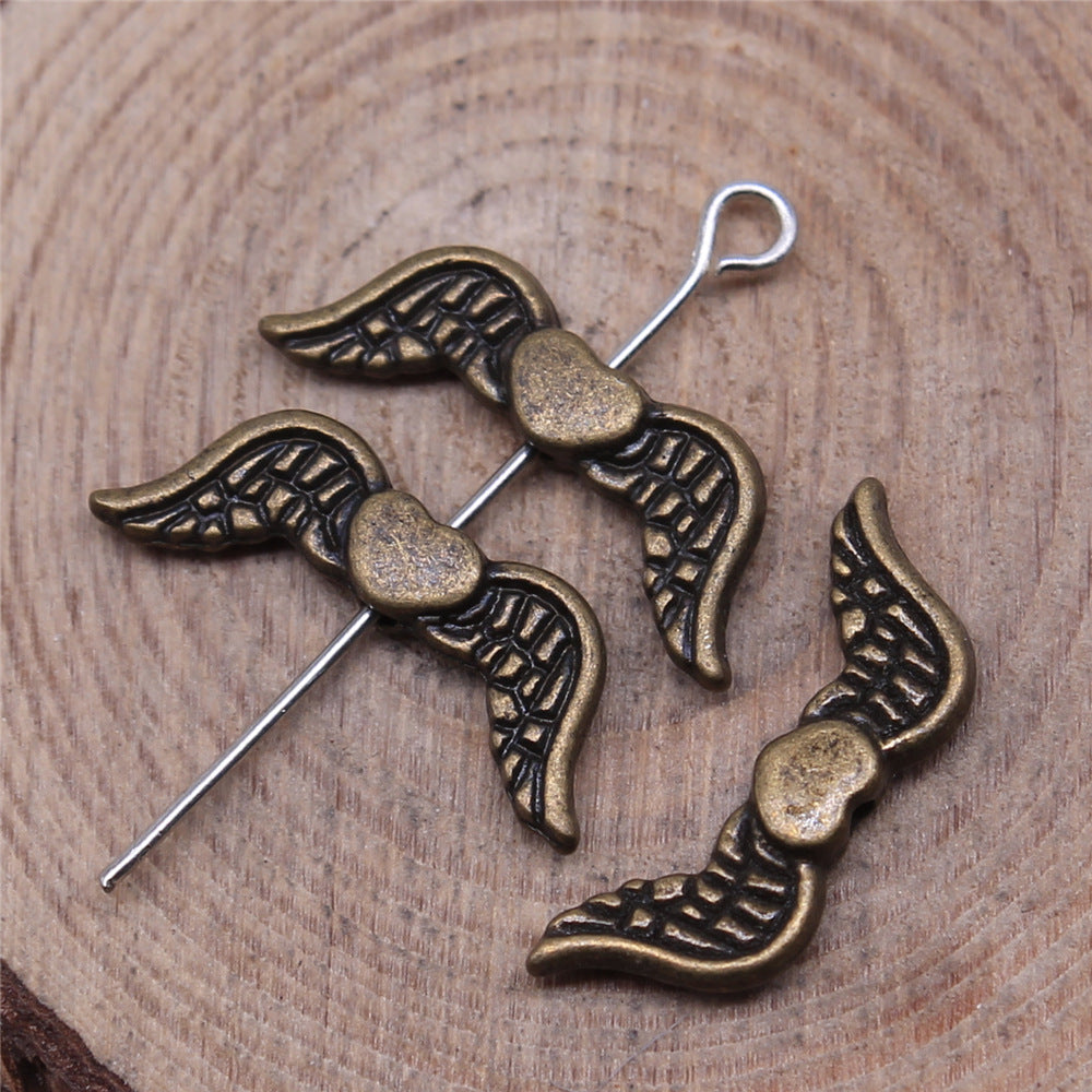 20x7mm 0.9g Zinc Alloy Heart Wing Loose Metal Beads for DIY Bracelet Necklace Jewelry Making