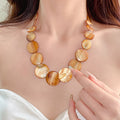 Round Shell Disc Beaded Collar Necklace Four Colors view 7