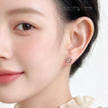 Gold Mini Purple Zircon Flower Stud Earrings Pair Set view 2