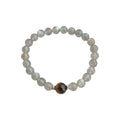 Gray Labradorite Bead Bracelet Tiger Eye Aquamarine Focal view 5