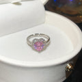 Heart Crystal Halo Open Adjustable Rings Four Color Styles view 7