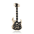 Black Electric Guitar Enamel Brooch In Silver And Gold Tone view 5