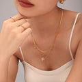 Four Leaf Flower Zircon Necklace Bracelet Snake Chain Set view 3